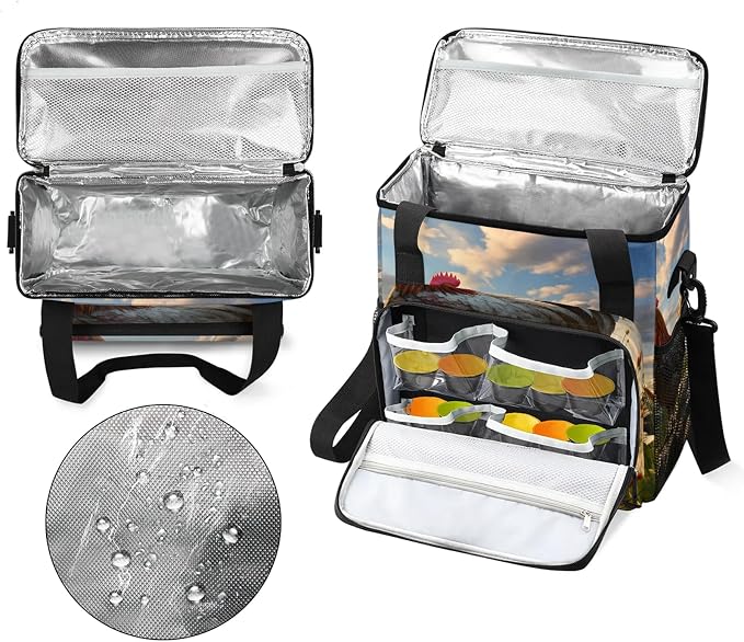 Farmhouse Chicken Coffee Maker Carring Bag, Large Insulated Storage Organizer - Image 3