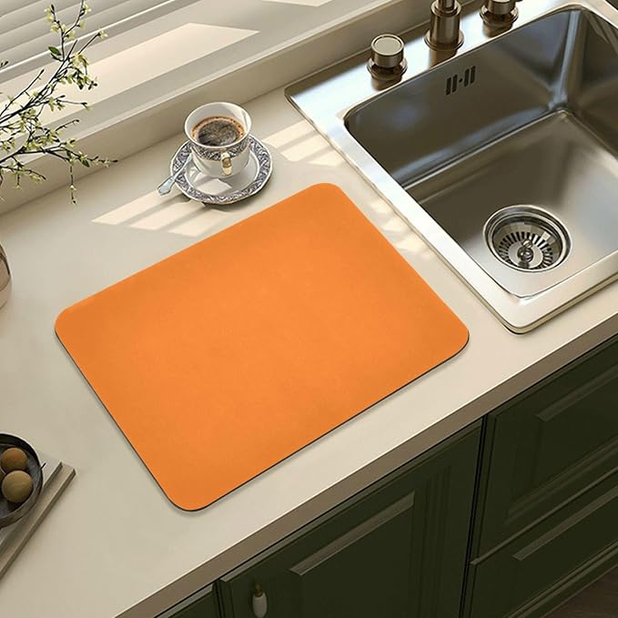 Safety Orange Dish Drying Mat for Kitchen Counter No-slip Rubber Bottom Dish - Image 8