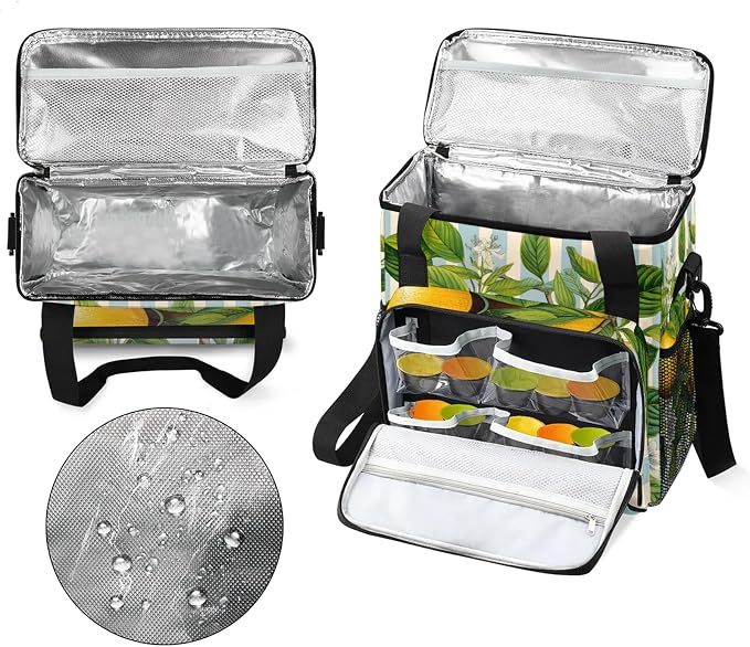 Lemon Fruit Flowers Coffee Maker Carring Bag, Large Insulated Storage Organizer - Image 3