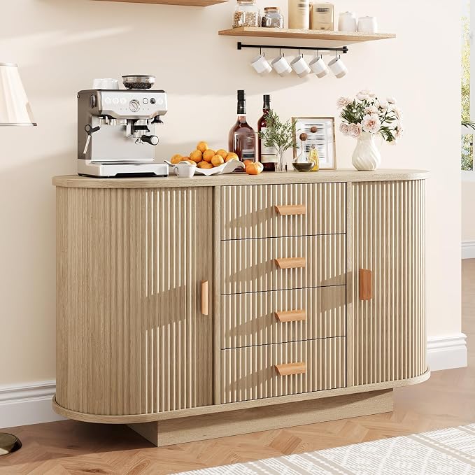 47" Fluted Sideboard Buffet Cabinet by BouPower