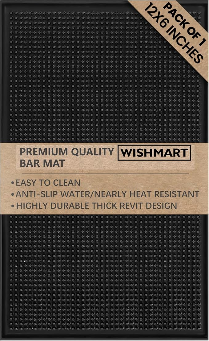 Black Bar Mat | Drying, and Stylish Spill Mats by WISHMART