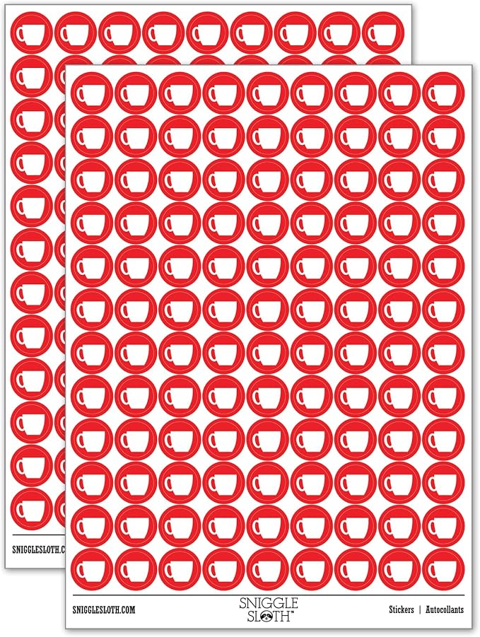 Coffee Mug Cup Solid 200+ Round Stickers by Sniggle+Sloth