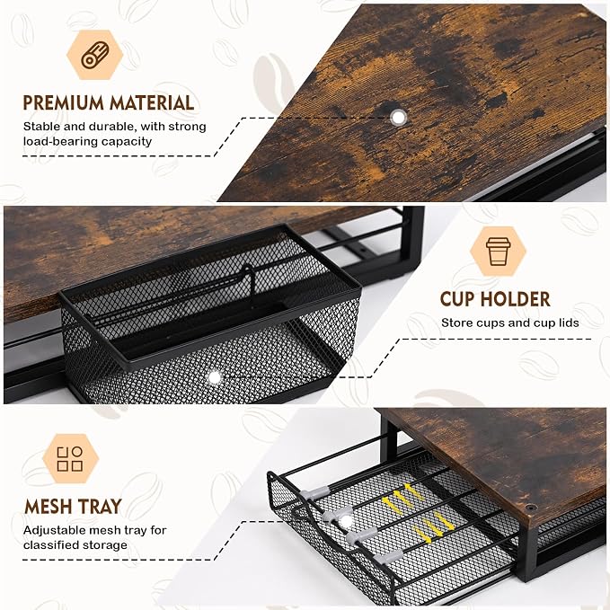 Coffee Pod Holder for Countertop Coffee Bar Organizer 36 Capacity Capsule Pods - Image 6