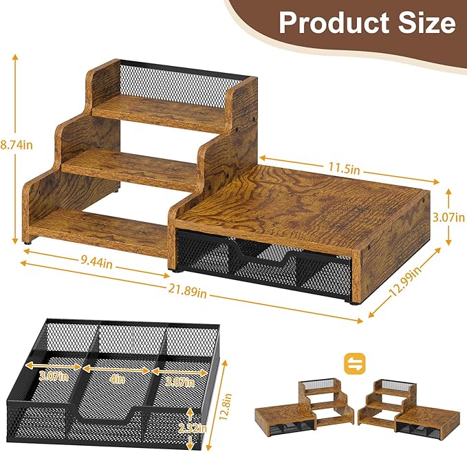 Coffee Station Organizer with K Cup Holder, 28 Pod Capacity, 3-Tier Syrup Rack - Image 3