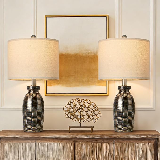 22.75" Table Lamps for Living Room Small Lamps for Bedroom Bedside Lamps Set of - Image 3