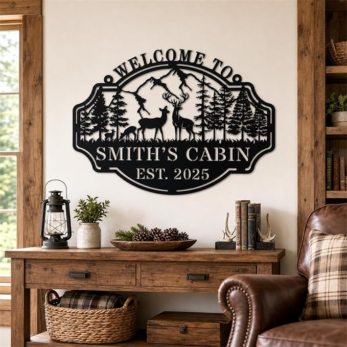 Personalized Deer Hunting Metal Cabin Sign, Custom Outdoor Hunting Decor - Image 3