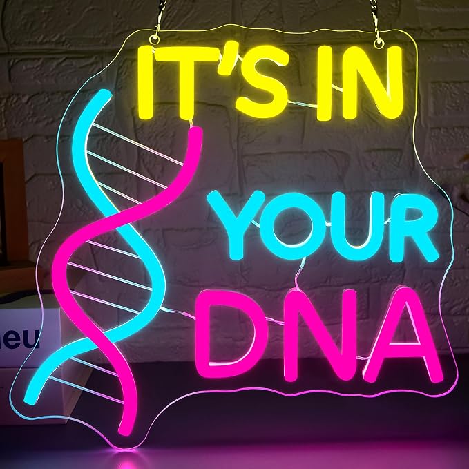 DNA Double Helix Neon Sign for Wall Decor Dimmable It's In Your DNA LED Neon by BlecodeNeonSign