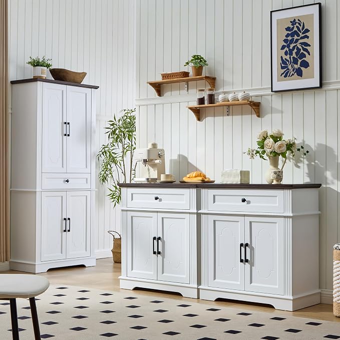 71" White Tall Pantry Cabinet - Image 6