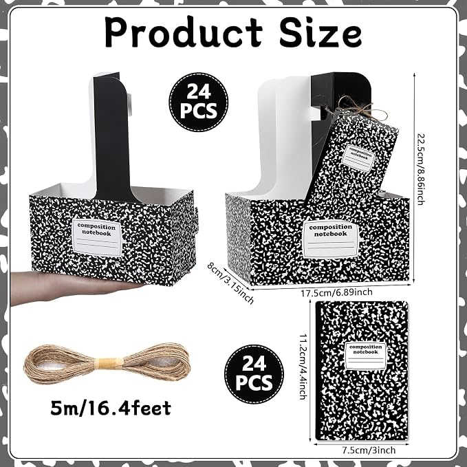 24 Set Teacher Appreciation Gifts Composition Notebook 2 Cup Drink Carrier - Image 2