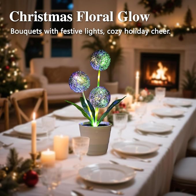 Artificial Purple Allium Flower Lamp, Color Changing LED Light - Image 3
