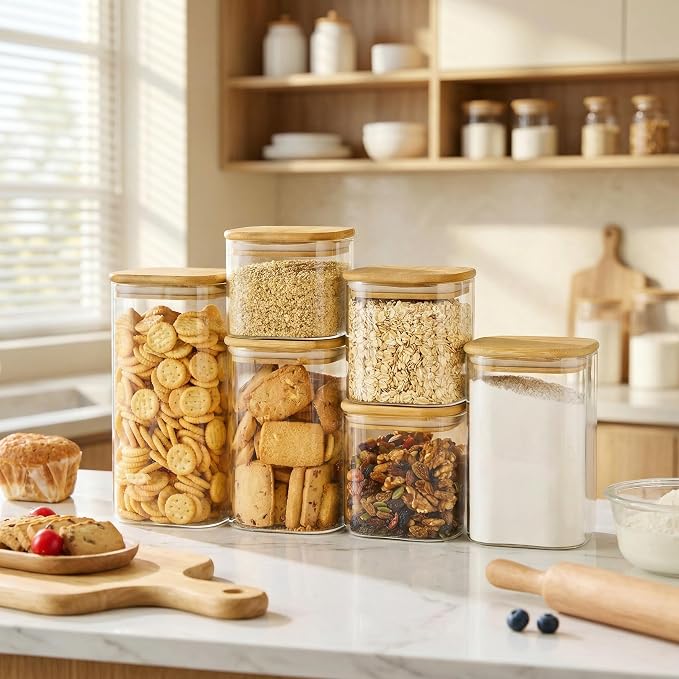 21oz - 4 Pack Square Glass Jars - Image 2