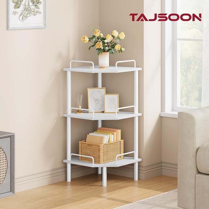 Tajsoon Corner Shelf Stand, 3 Tier Industrial Corner Shelves, Corner Shelving - Image 2