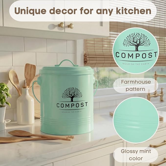 Perfnique Kitchen Compost Bin, 1.3 Gallon Countertop Compost Bin - Image 4