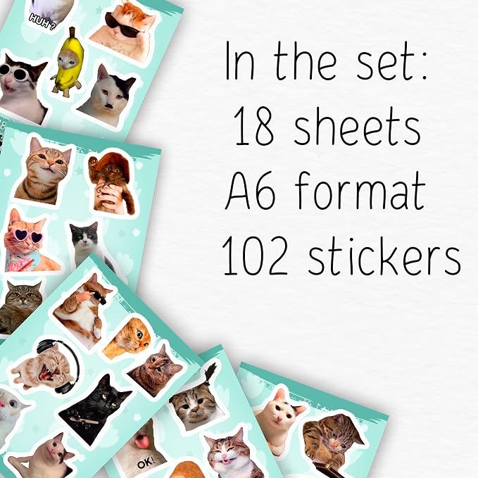 100Pcs Cat Meme Stickers, Funny Cat Sickers - Image 2