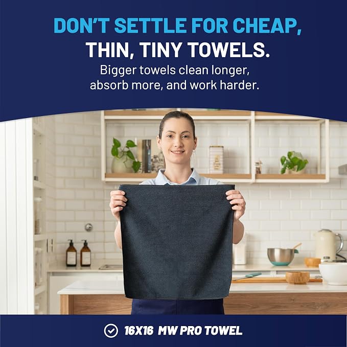 MW Pro Microfiber Cleaning Cloth | Black Gray | 12 Pack | 16” x 16” | All - Image 3