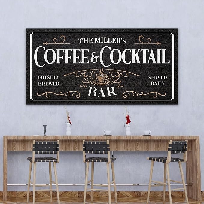 AWESOMETIK Personalized COFFEE COCKTAIL BAR Sign, Coffee Decor Set, - Image 4