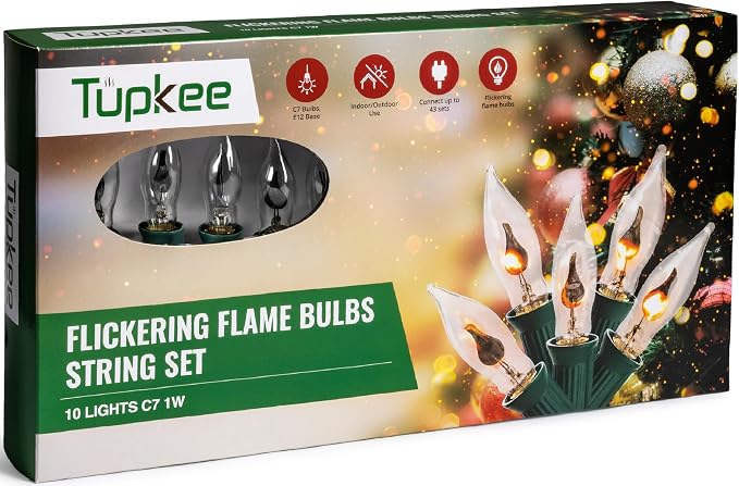 Flickering Flame Bulbs String Set – 10 Light Bulb C7 1W - Image 2