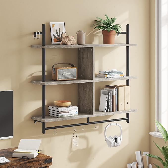 Bestier 41" Floating Kitchen Shelves Wall Mounted 3 Tier Coffee Bar Mug Shelf - Image 3