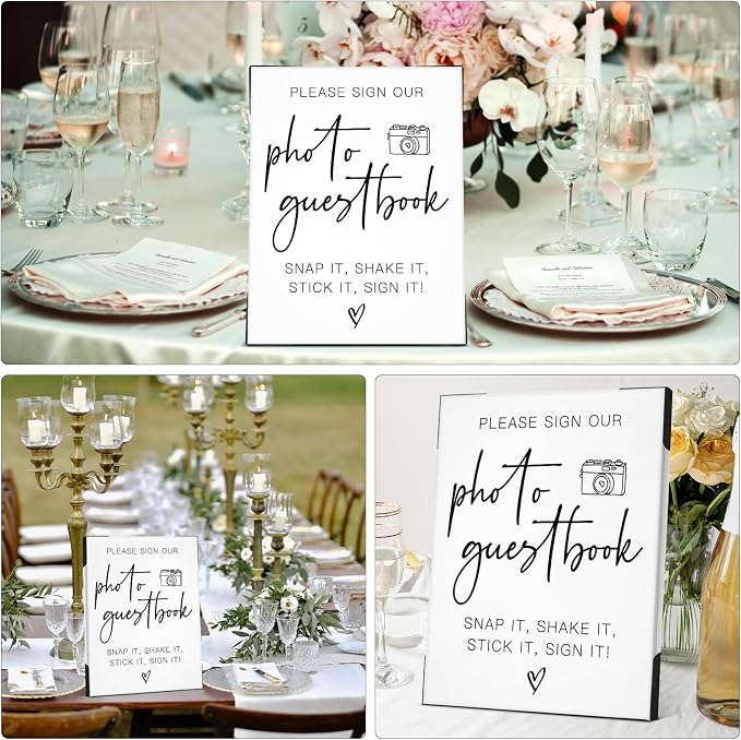 Photo Guest Book Wedding Signs for Ceremony and Reception, Please Sign Our - Image 5