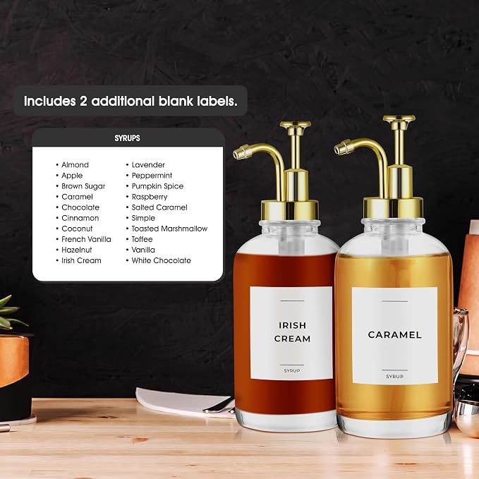 Spaceneat Coffee Syrup Labels for Bottles, Syrup Dispensers - Image 2