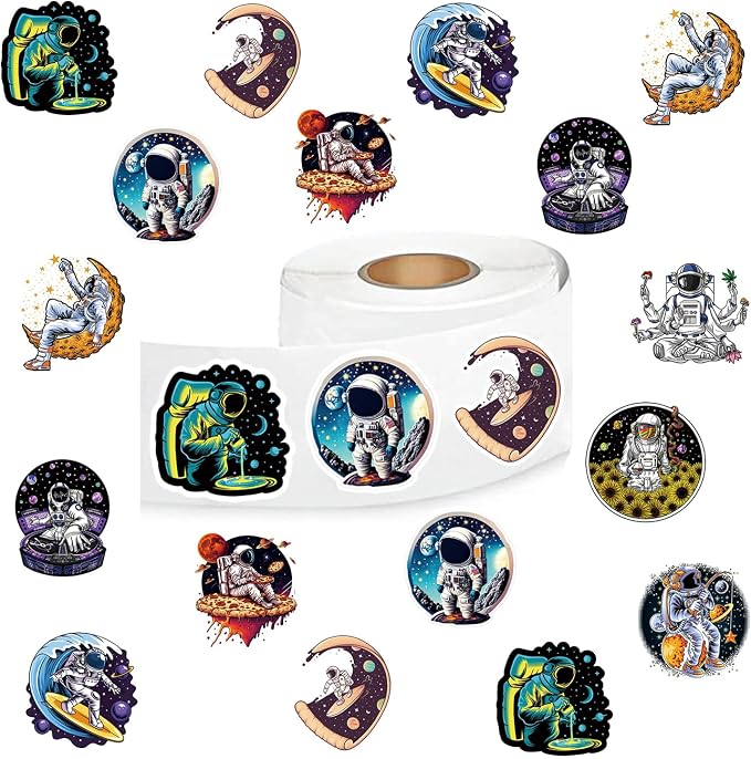 500Pcs Astronaut Stickers, Cool Cartoon 1 Inch Labels by YEESACG