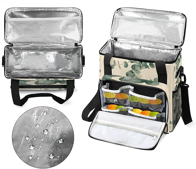 Eucalyptus Leaves Coffee Maker Carring Bag, Large Insulated Storage Organizer - Image 3