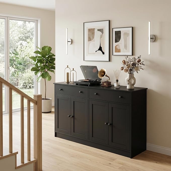 holzart 49" Black Buffet Cabinet - Image 8