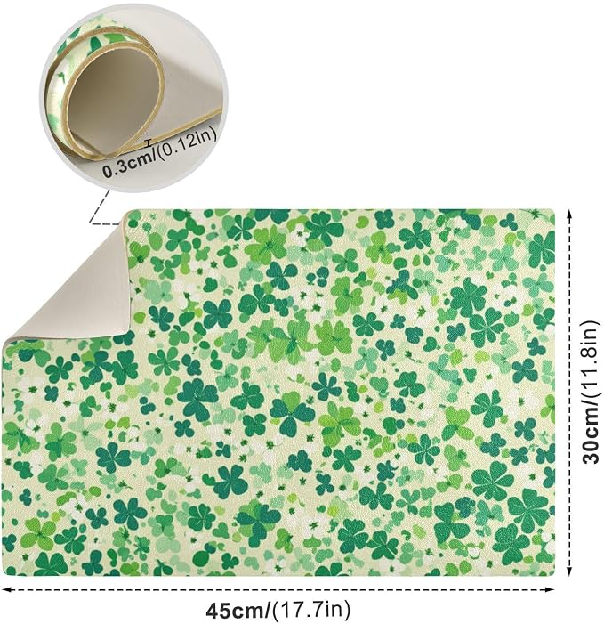 Saint Patricks Green Clovers Coffee Mat Coffee Bar Maker Backed Absorbent - Image 3
