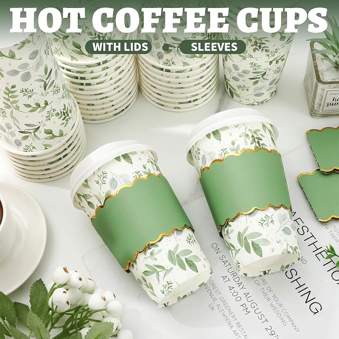 JarThenaAMCS 50 Pcs Greenery Coffee Cups - Image 3