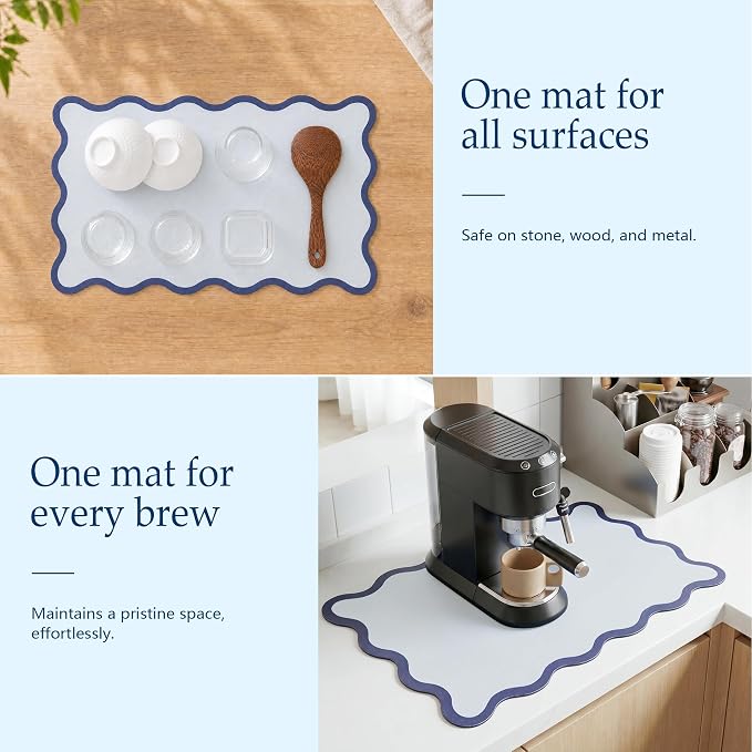 Scalloped Dish Drying Mat for Kitchen Counter, Absorbent Easy Clean Non-slip - Image 4