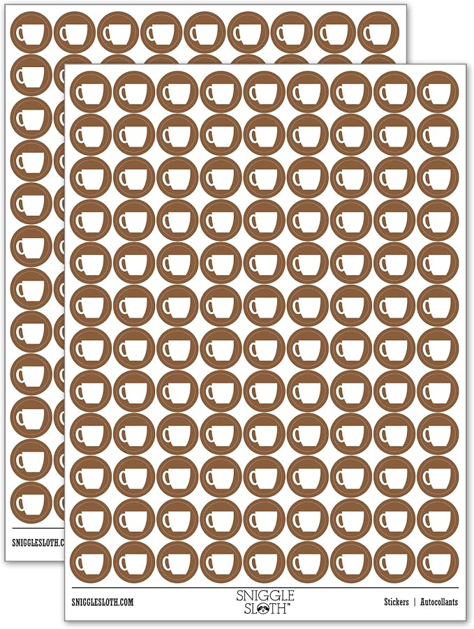Coffee Mug Cup Solid 200+ Round Stickers by Sniggle+Sloth