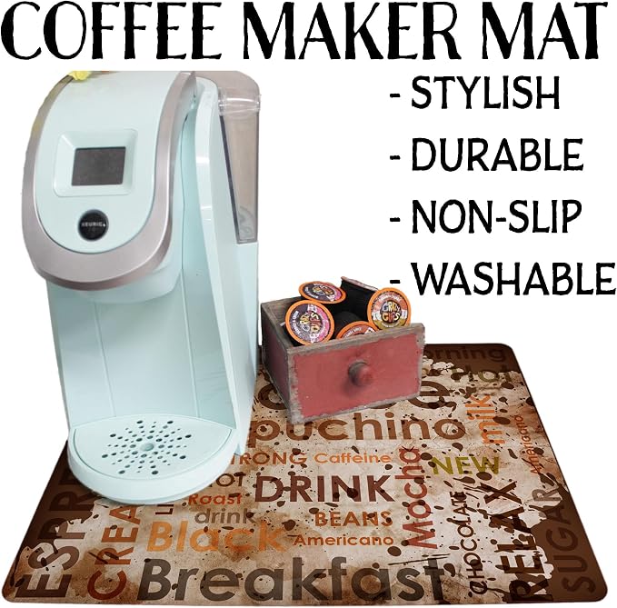 Coffee Maker Mat for Countertop – Absorbent, Non-Slip Coffee Bar Mat, Protects - Image 4