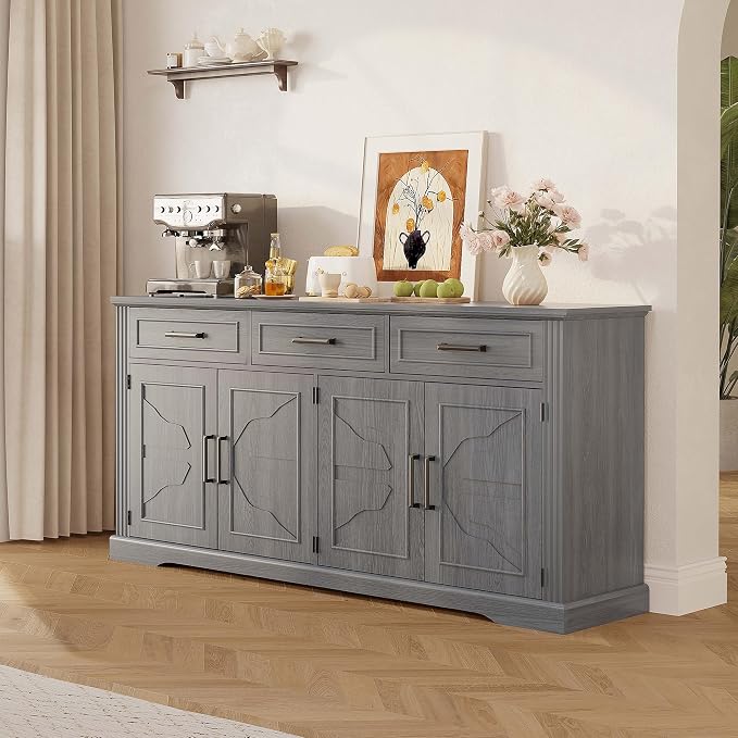 Garvee 66" Modern Farmhouse Sideboard Buffet Cabinet by Garvee