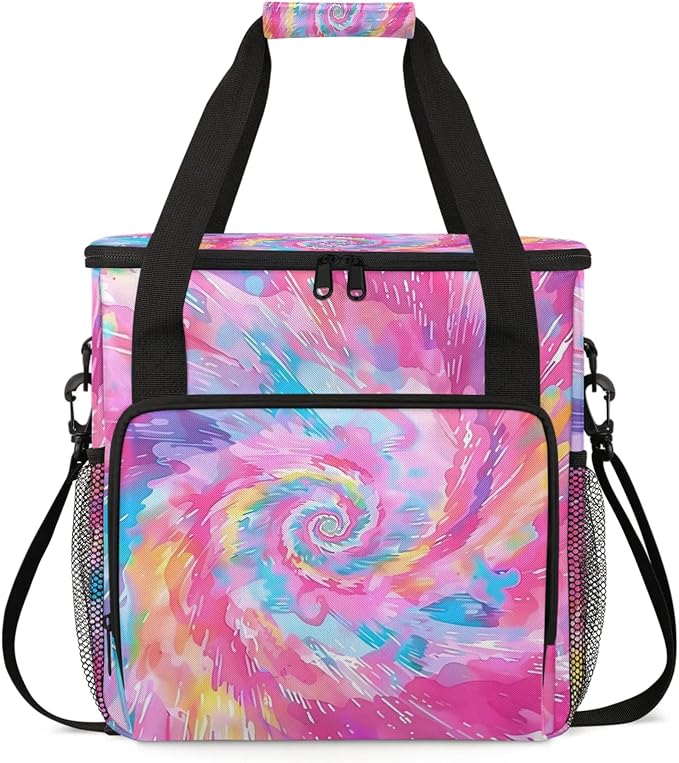 Cute Tie Dye Colorful Rainbow Coffee Maker Carring Bag, Large Insulated Storage by Home
