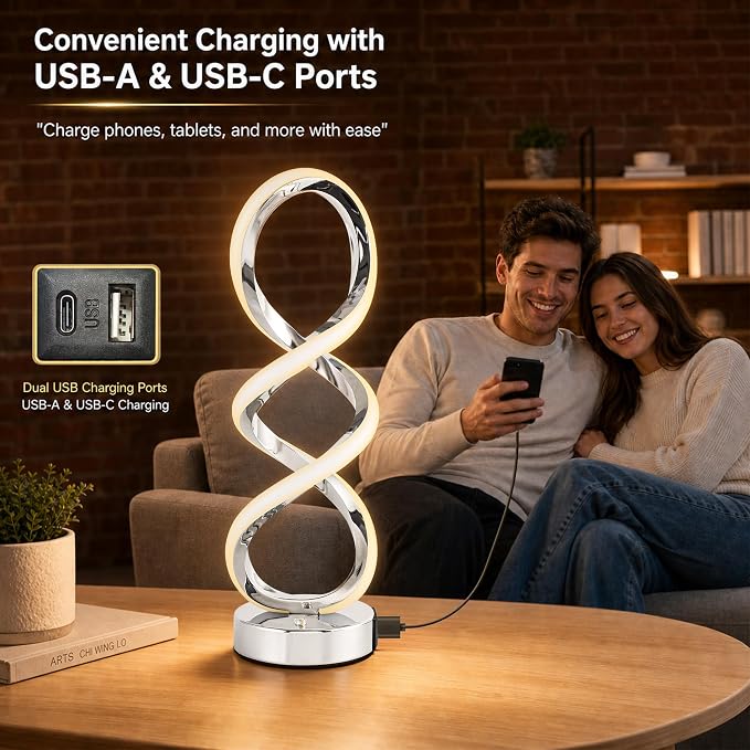 Modern Spiral RGB Table Lamp, Touch Dimmable Bedside Lamp, 7 Colors 10 Light - Image 6