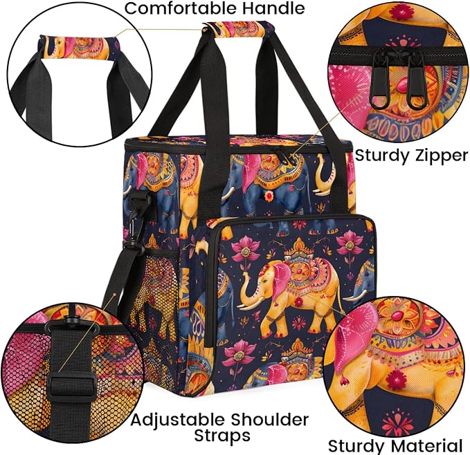 Elephant Ethnic Style Bohemian Coffee Maker Carring Bag, Large Insulated - Image 6