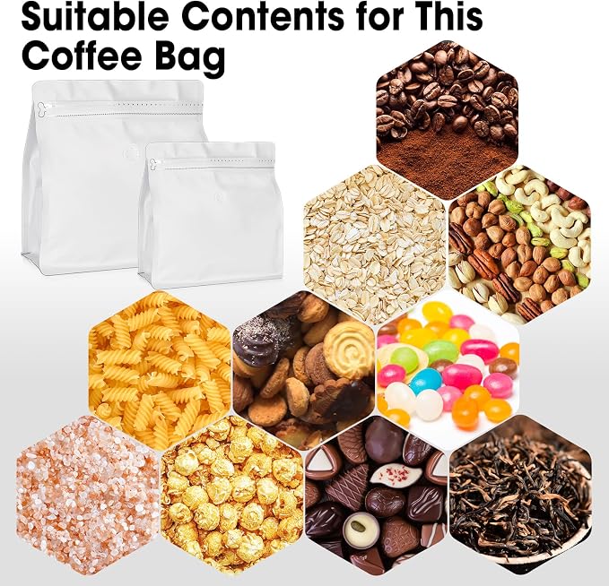 50 Count 16oz Coffee Bags with Valve, 1lb Vented Coffee Beans Packaging Bags - Image 7