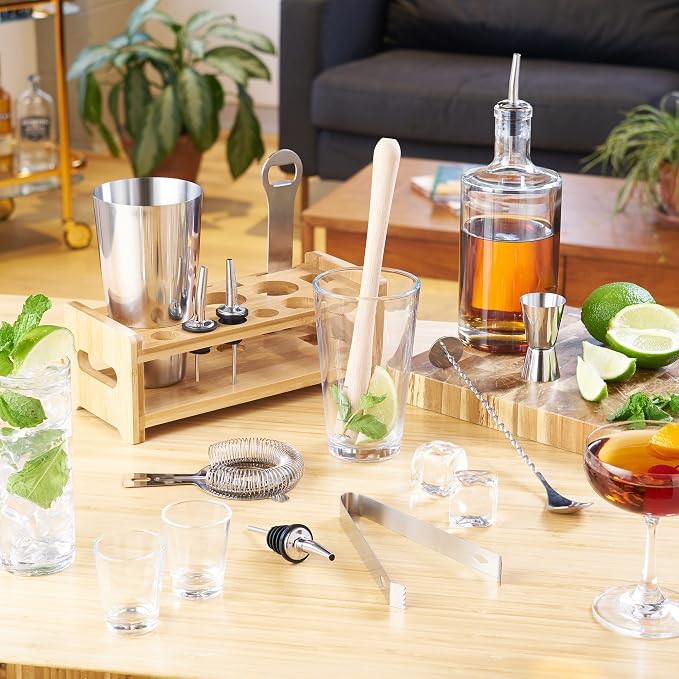 True 14-Piece Barware Set with Wood Stand - Image 6