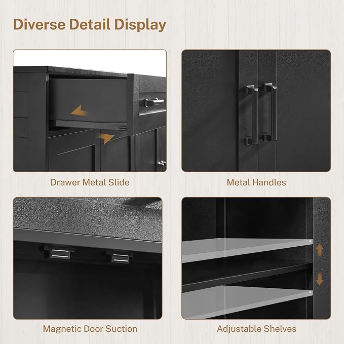 usikey Buffet Cabinet with Storage and Drawers, Modern Coffee Bar - Image 7