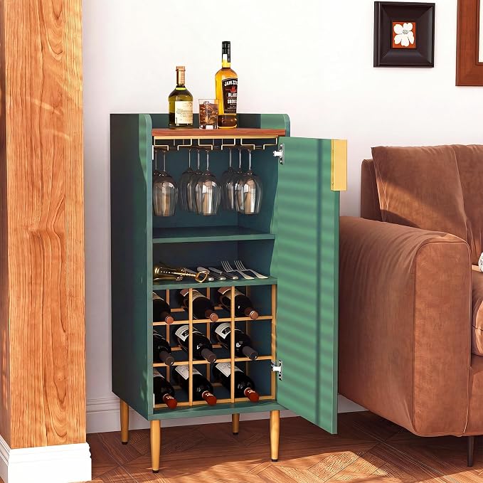 ARTPOWER Mini Bar Cabinet for Apartment, Fluted Wine Bar Cart - Image 4