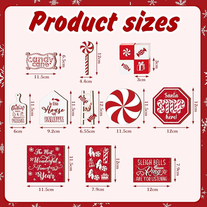 Mifoci 14 Pcs Christmas Tiered Tray Decor Rustic Christmas Decorations Snowman - Image 3