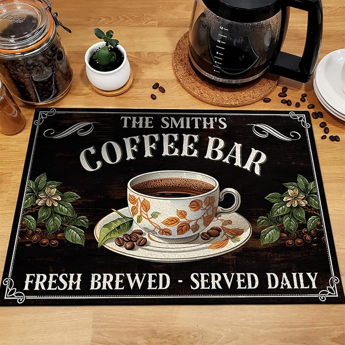 THUYPT Personalized Coffee Mat, Coffee Station Mat Quick Dry, Coffee Spill Mat - Image 5
