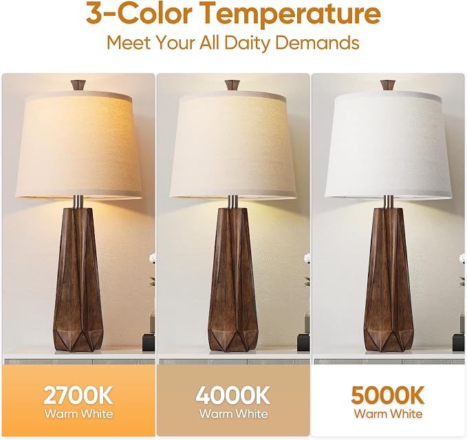 WIHTU 3 Color Temperature Table Lamps Set of 2, Beside Lamp - Image 2