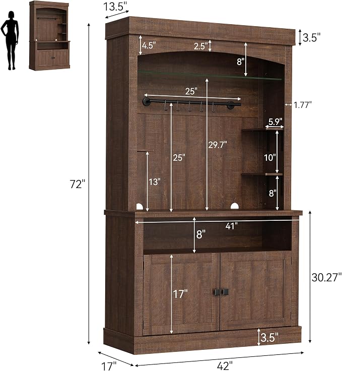 Takywep Tall Coffee Bar Cabinet - Image 2
