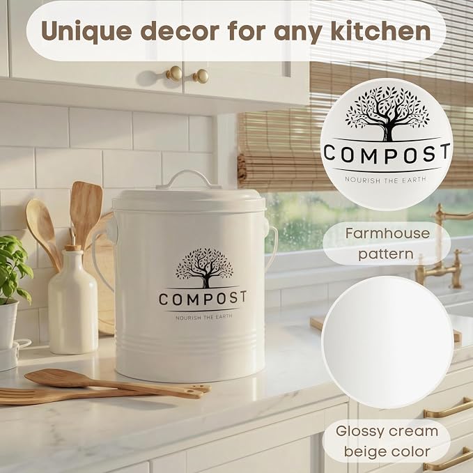 Perfnique Kitchen Compost Bin, 1.3 Gallon Countertop Compost Bin - Image 4