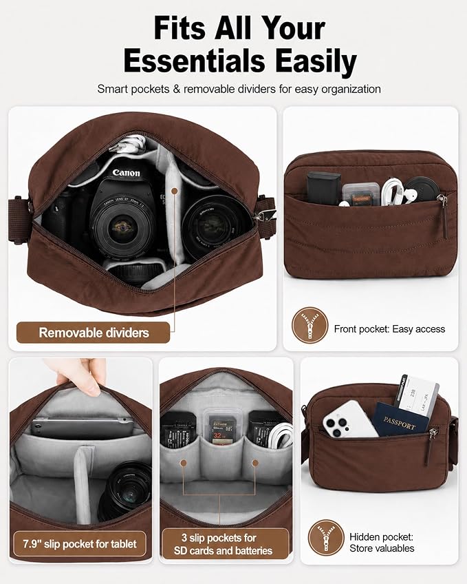 FHELAD Small Crossbody Bag for Women, Compact Puffer Camera Bag - Image 2