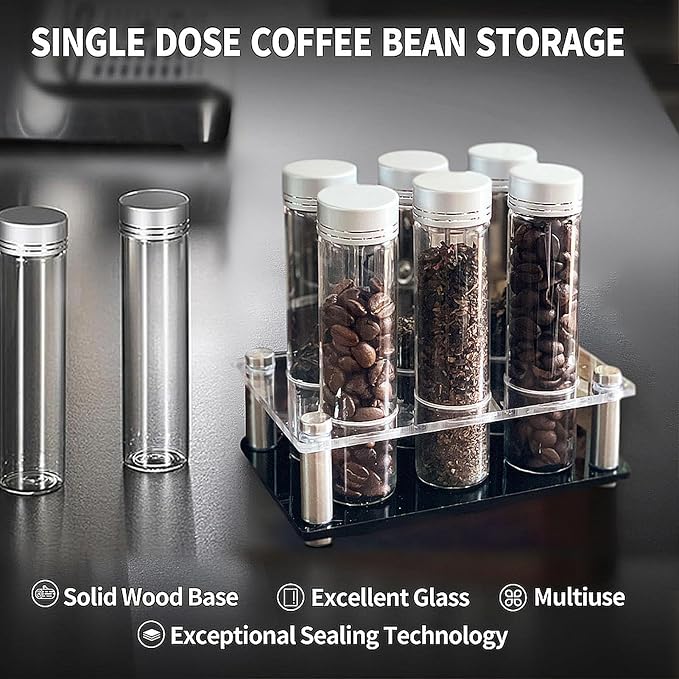 6PCS Coffee Beans Storage Tubes, Coffee Bean Cellar Dosing Glass Vials - Image 2