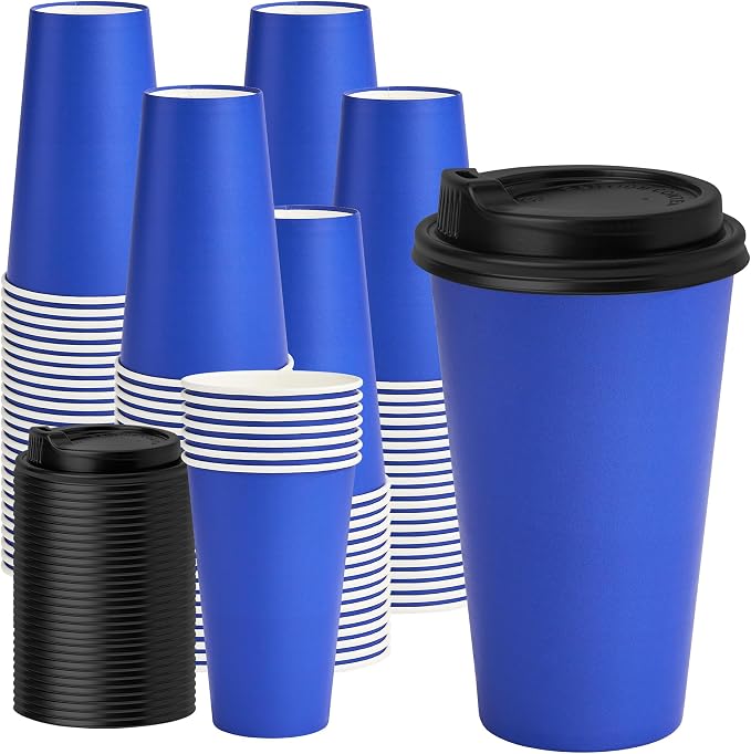 YEEHAW 16 oz Coffee Cups with Lids 100 Pack, To Go Cup with Lid by YEEHAW