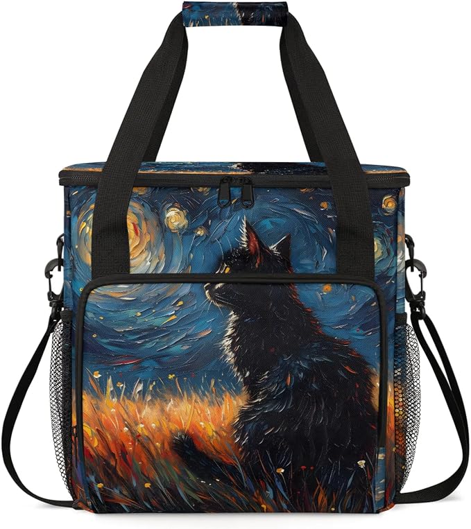 Night Black Cat Coffee Maker Carring Bag, Large Insulated Storage Organizer by Home