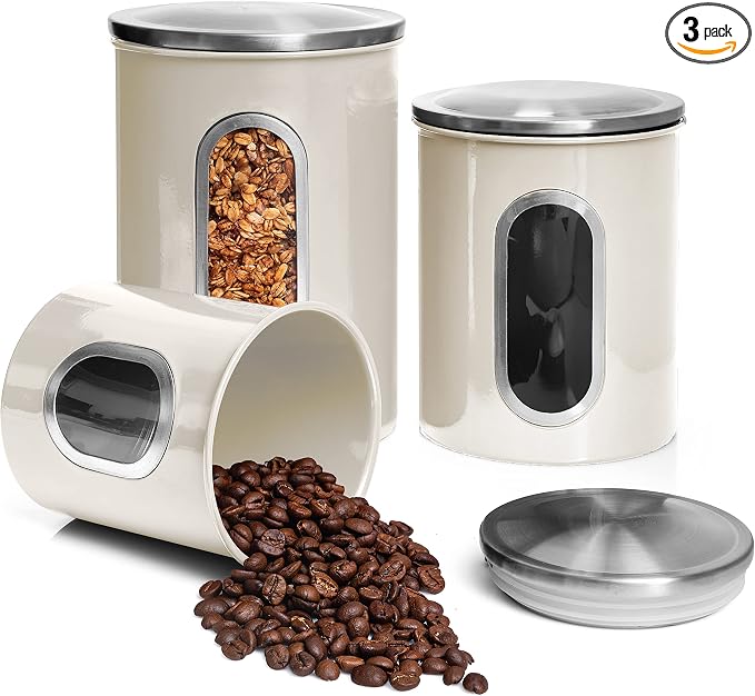 Moss & Stone 3-Piece Beige Canisters Sets by Mossstone